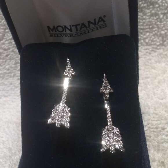 Montana Silversmiths Sparking Crystal Filled Arrow Dangle Stud Earrings +Box EC - Picture 1 of 8